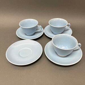 Vintage TS&T Taylor Smith & T Lu-Ray Pastels Blue Cups and Saucers Lot of 7